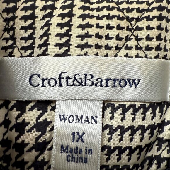 Croft & Barrow Quilted Vest Plus Size 1X Black Cream Check Womens Zip Jacket - Picture 6 of 9